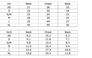 Baby Blue Tee Size Chart